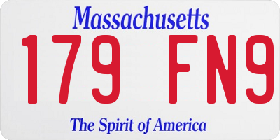 MA license plate 179FN9