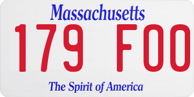 MA license plate 179FO0