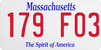 MA license plate 179FO3
