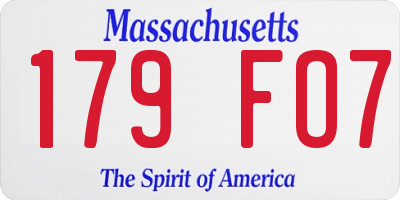 MA license plate 179FO7