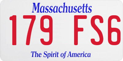 MA license plate 179FS6