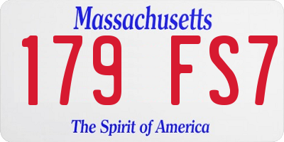 MA license plate 179FS7
