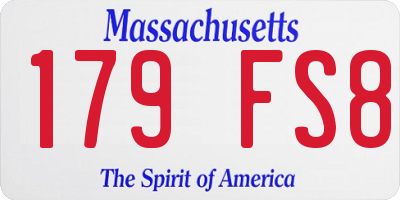 MA license plate 179FS8