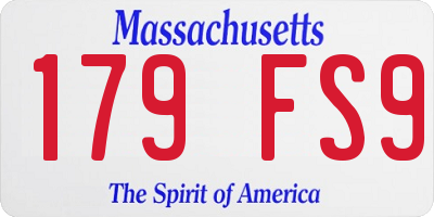 MA license plate 179FS9