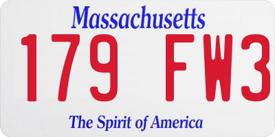 MA license plate 179FW3