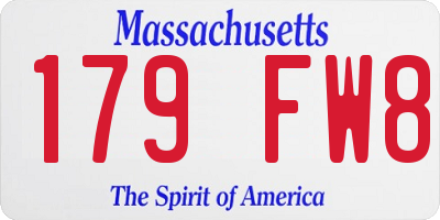 MA license plate 179FW8