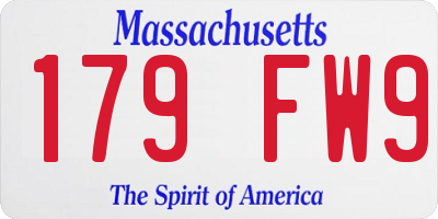 MA license plate 179FW9