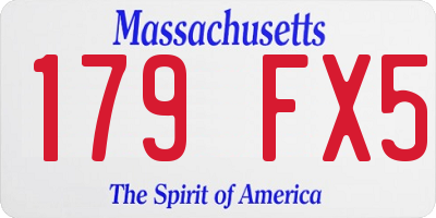 MA license plate 179FX5