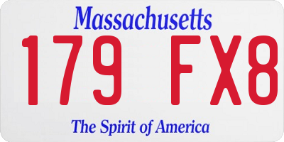 MA license plate 179FX8