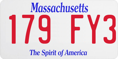 MA license plate 179FY3