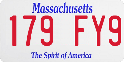 MA license plate 179FY9