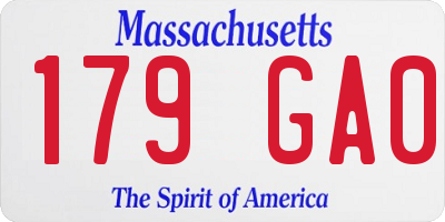 MA license plate 179GA0