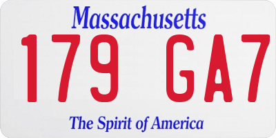 MA license plate 179GA7
