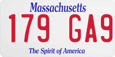 MA license plate 179GA9