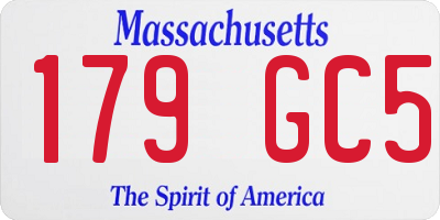 MA license plate 179GC5