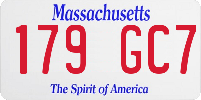 MA license plate 179GC7