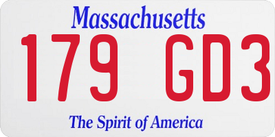 MA license plate 179GD3