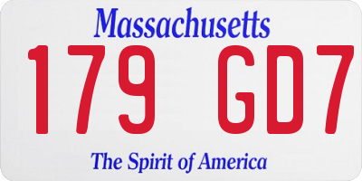 MA license plate 179GD7