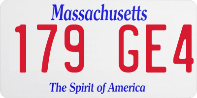 MA license plate 179GE4