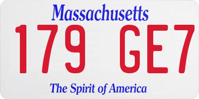 MA license plate 179GE7