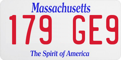 MA license plate 179GE9