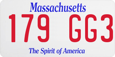 MA license plate 179GG3