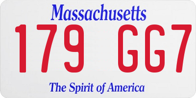 MA license plate 179GG7