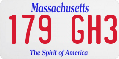 MA license plate 179GH3
