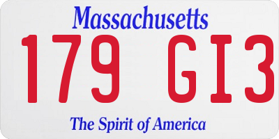 MA license plate 179GI3