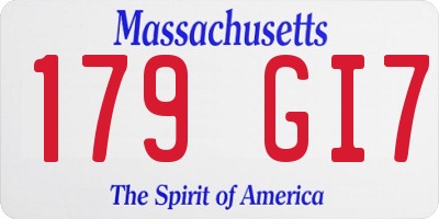 MA license plate 179GI7