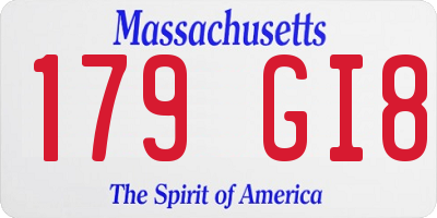 MA license plate 179GI8