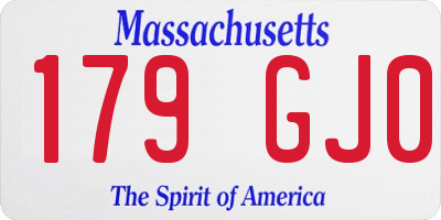 MA license plate 179GJ0