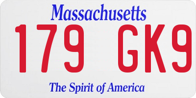 MA license plate 179GK9