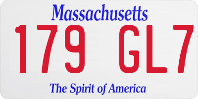 MA license plate 179GL7