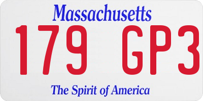 MA license plate 179GP3