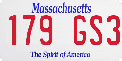 MA license plate 179GS3