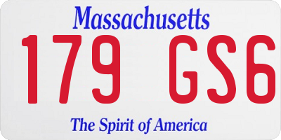 MA license plate 179GS6