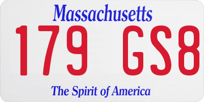 MA license plate 179GS8