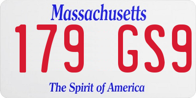 MA license plate 179GS9