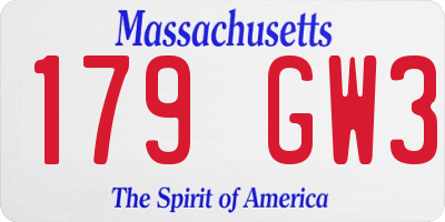 MA license plate 179GW3