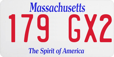 MA license plate 179GX2