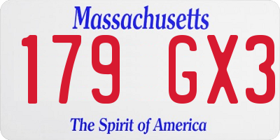 MA license plate 179GX3
