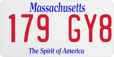 MA license plate 179GY8