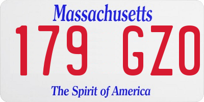 MA license plate 179GZ0