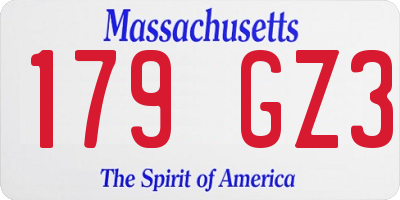 MA license plate 179GZ3