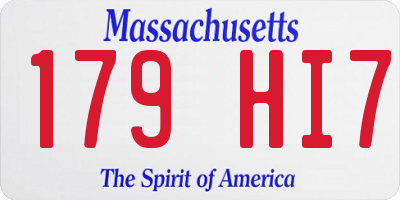 MA license plate 179HI7