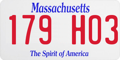 MA license plate 179HO3