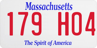MA license plate 179HO4