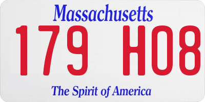 MA license plate 179HO8