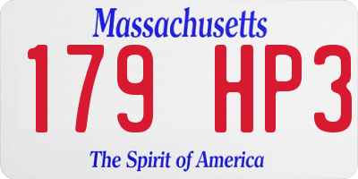 MA license plate 179HP3